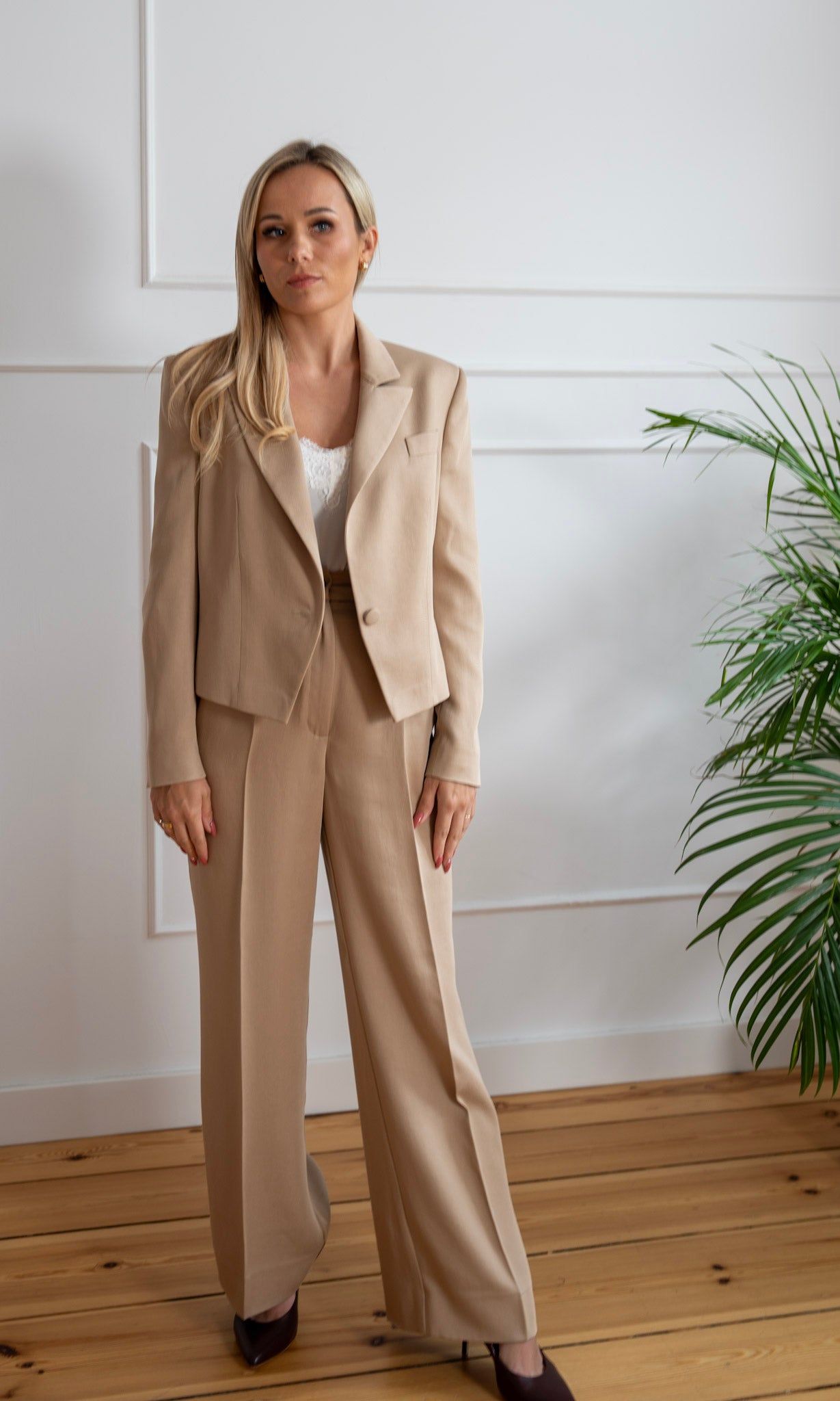 Marynarka 'Beige Lyocell Classic'