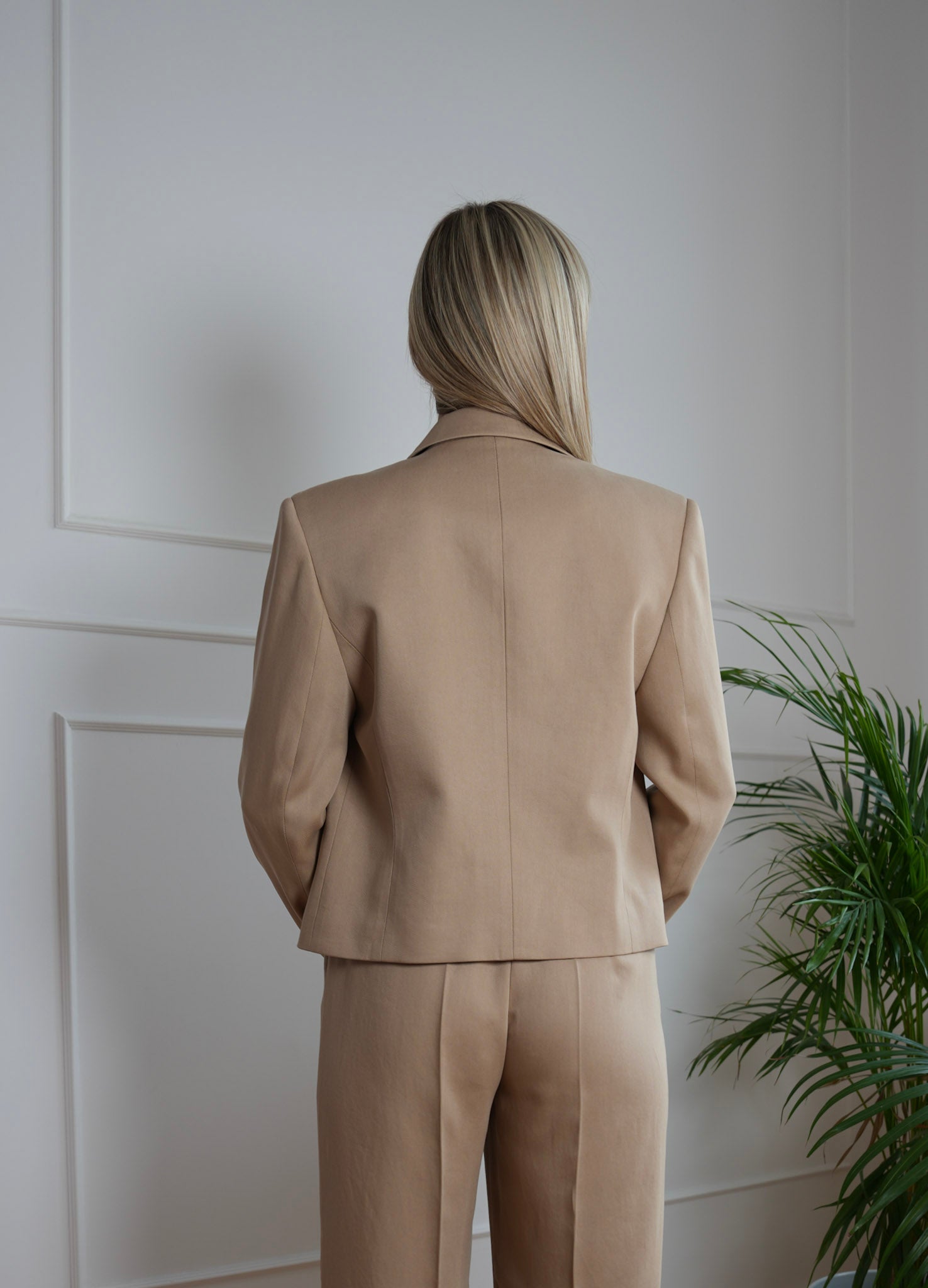 Marynarka 'Beige Lyocell Classic'