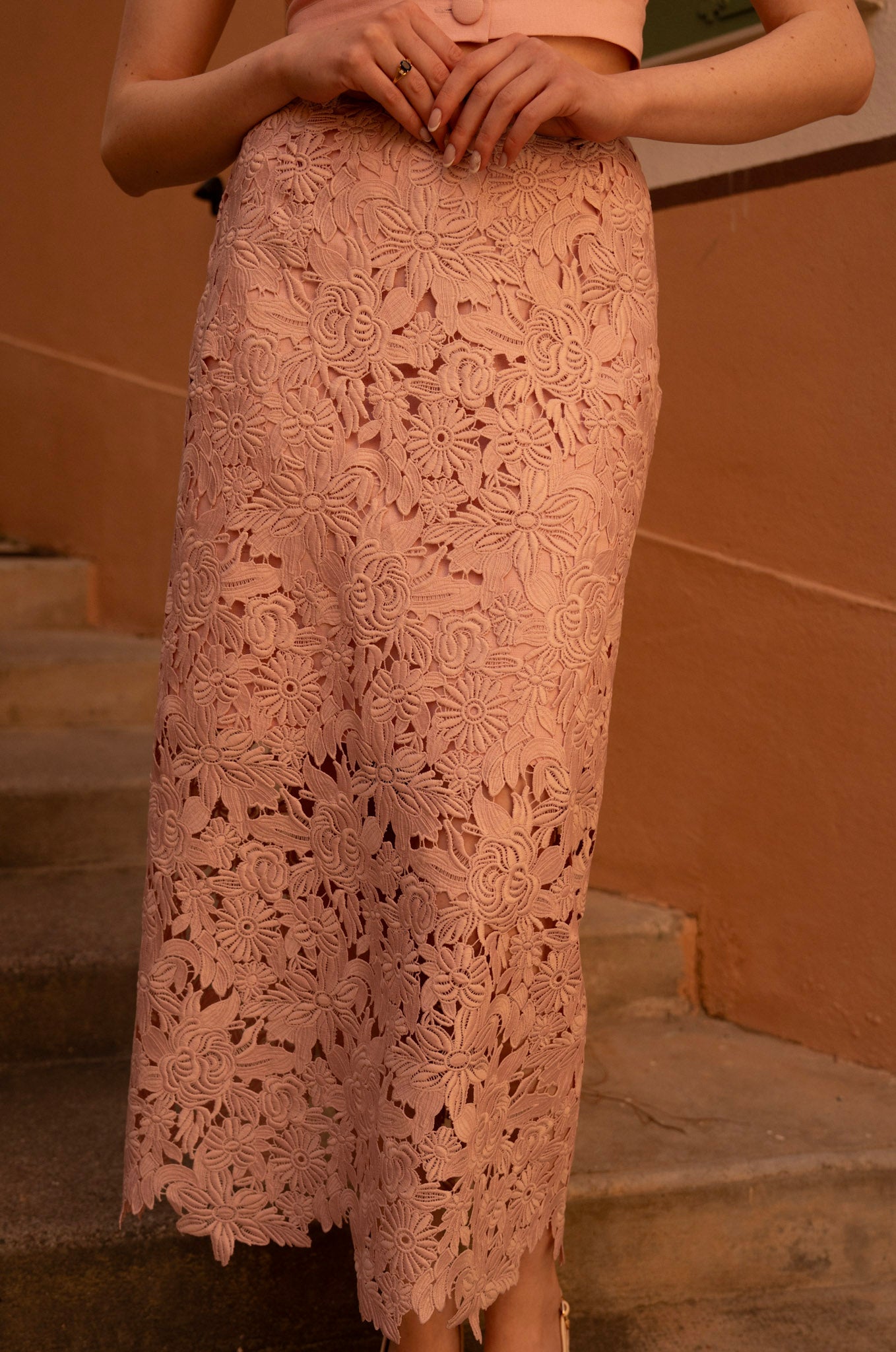 Spódnica 'Aurélie' Pudrowa Koronka
