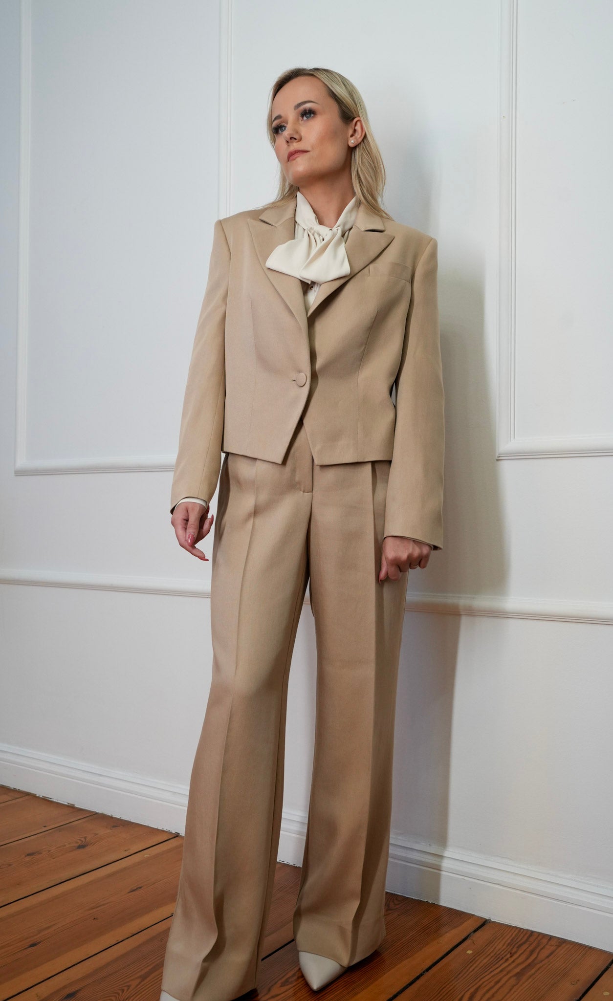 Marynarka 'Beige Lyocell Classic'