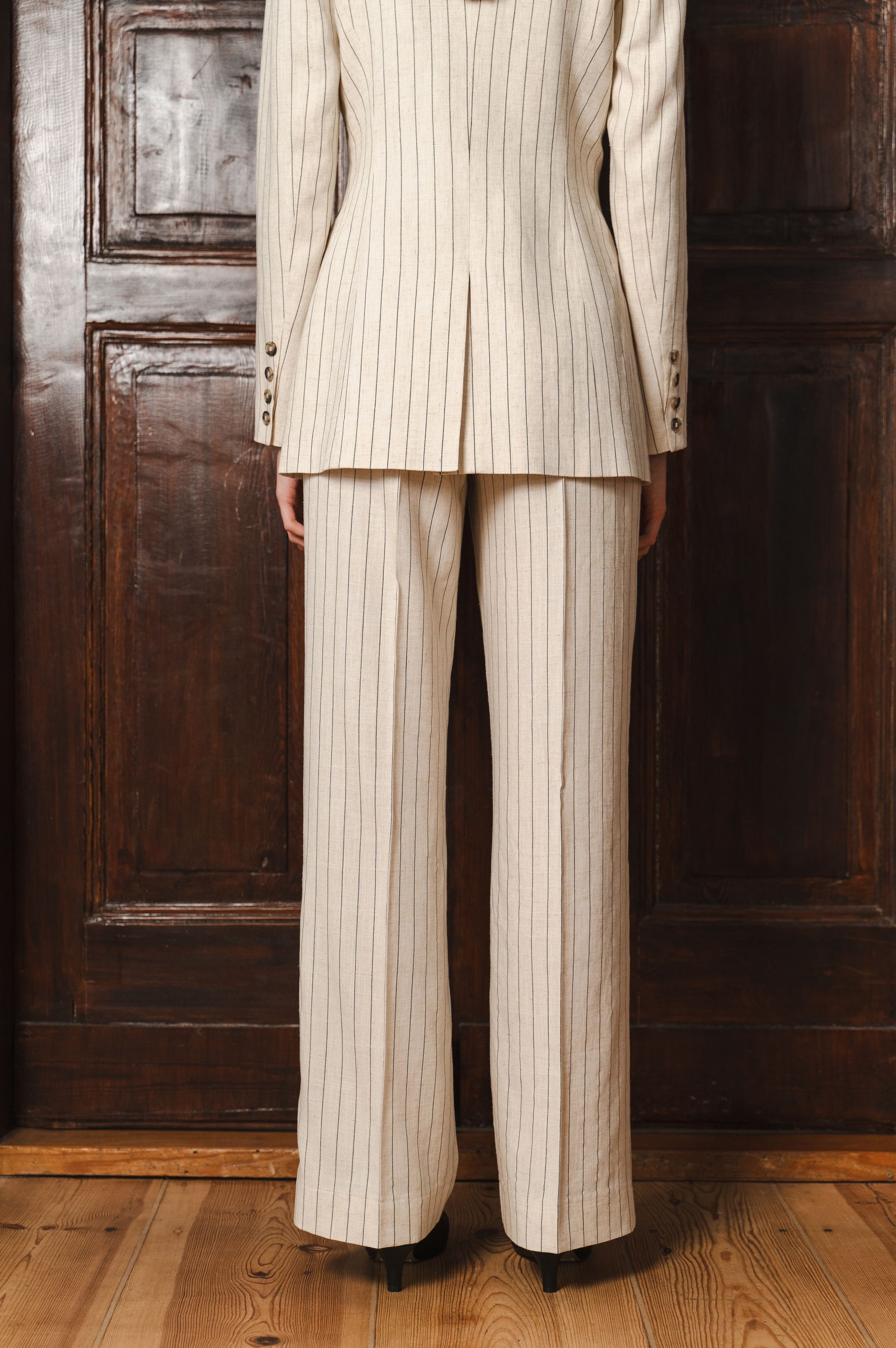 Elegant "Beige Stripe Sophistication" trousers