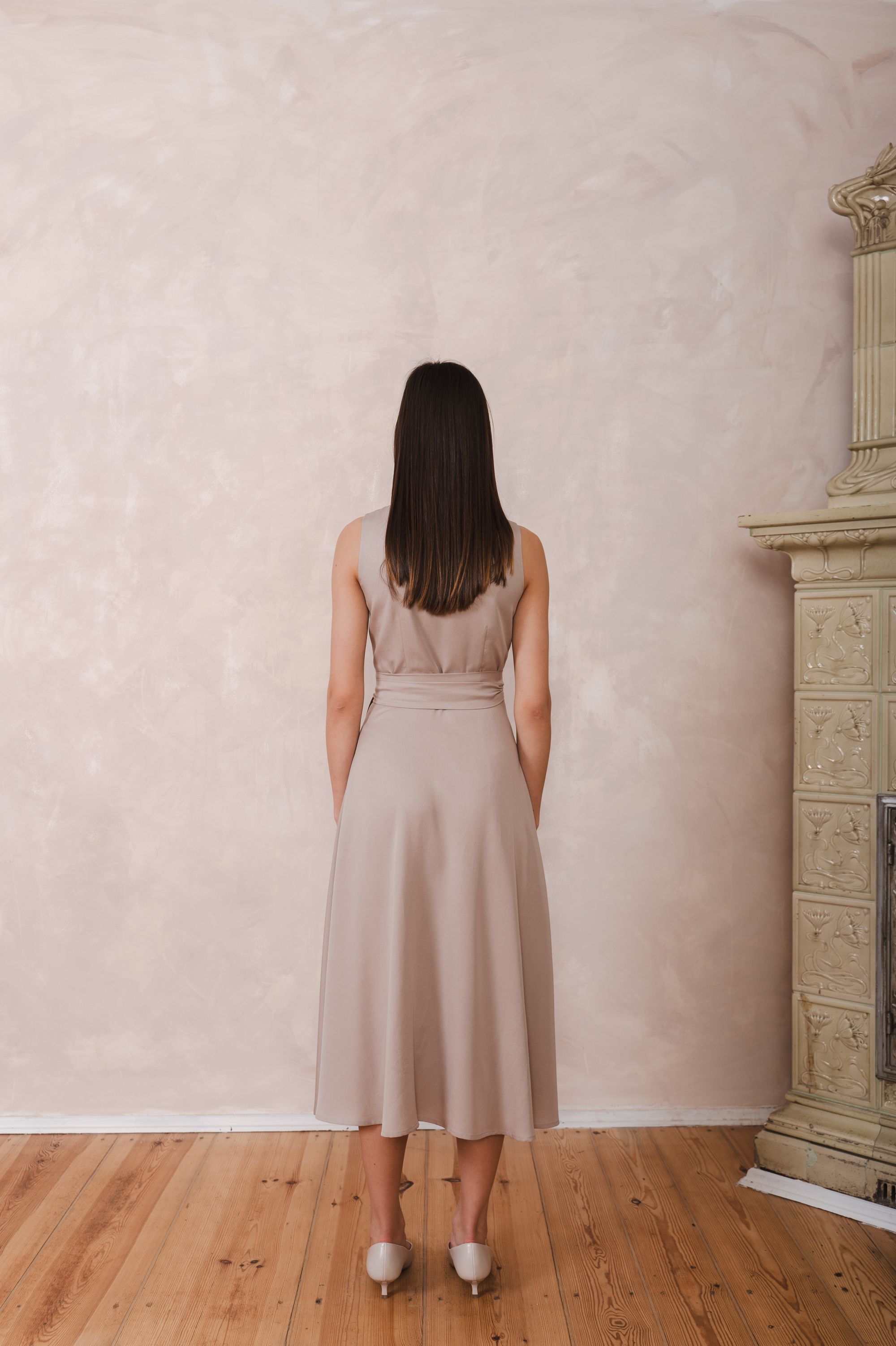 'Elegant Aura' dress in beige